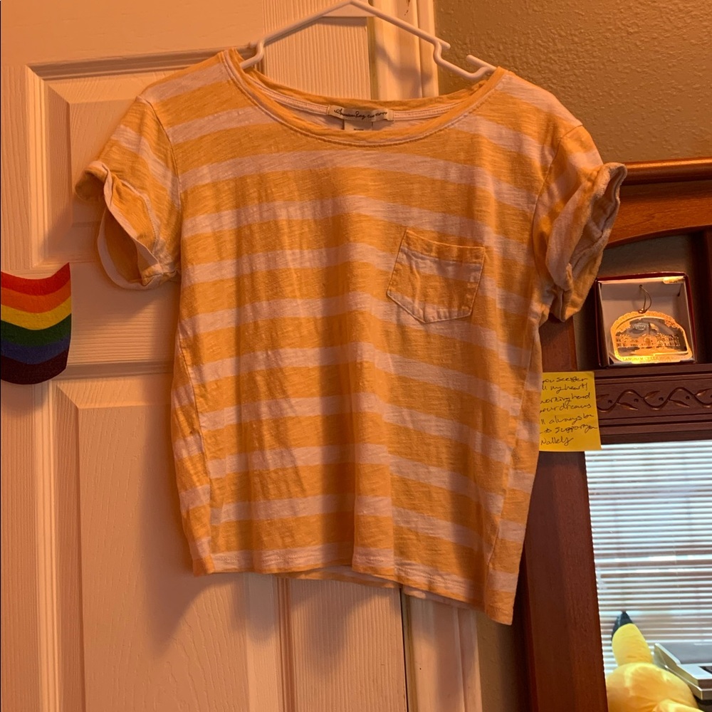 Striped orange and white shirt